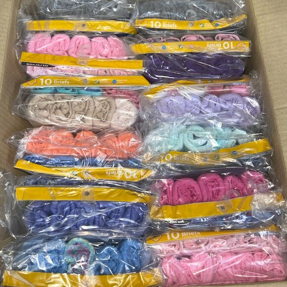 Hanes Girls’ Tagless Briefs – LOT 39 - 240 pcs – 24 packs (10 ea) – Sz 8 - NEW - Picture 2 of 3